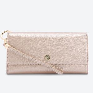 💐 Naturalizer Natella Tri-Fold Wristlet Wallet Gold